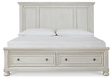 Robbinsdale Antique White King Storage Bed and 2 Nightstands from Ashley - Luna Furniture