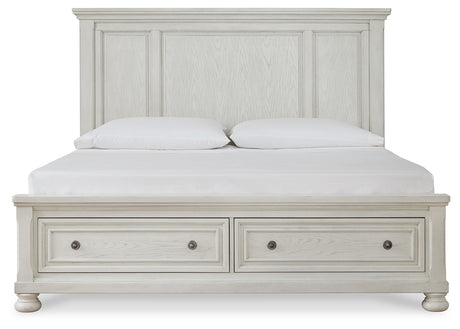 Robbinsdale Antique White King Storage Bed and 2 Nightstands from Ashley - Luna Furniture