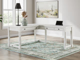 Robbinsdale Antique White L-Shaped Home Office Desk from Ashley - Luna Furniture