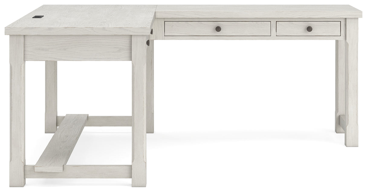 Robbinsdale Antique White L-Shaped Home Office Desk from Ashley - Luna Furniture