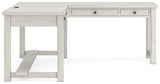 Robbinsdale Antique White L-Shaped Home Office Desk from Ashley - Luna Furniture