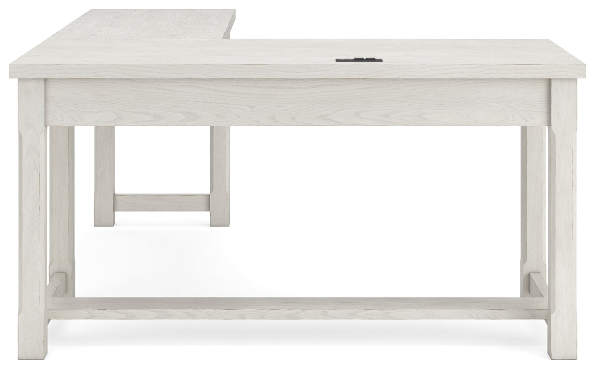 Robbinsdale Antique White L-Shaped Home Office Desk from Ashley - Luna Furniture