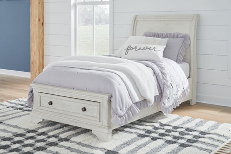 Robbinsdale Antique White Twin Sleigh Storage Bed and Dresser from Ashley - Luna Furniture