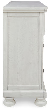 Robbinsdale Antique White Twin Sleigh Storage Bed and Dresser from Ashley - Luna Furniture