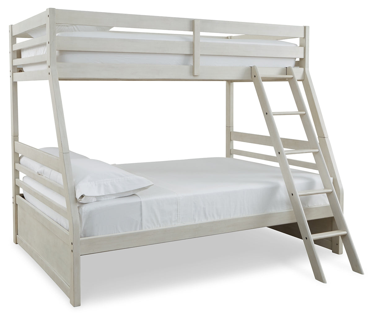 Robbinsdale Antique White Twin over Full Bunk Bed and Mattresses from Ashley - Luna Furniture
