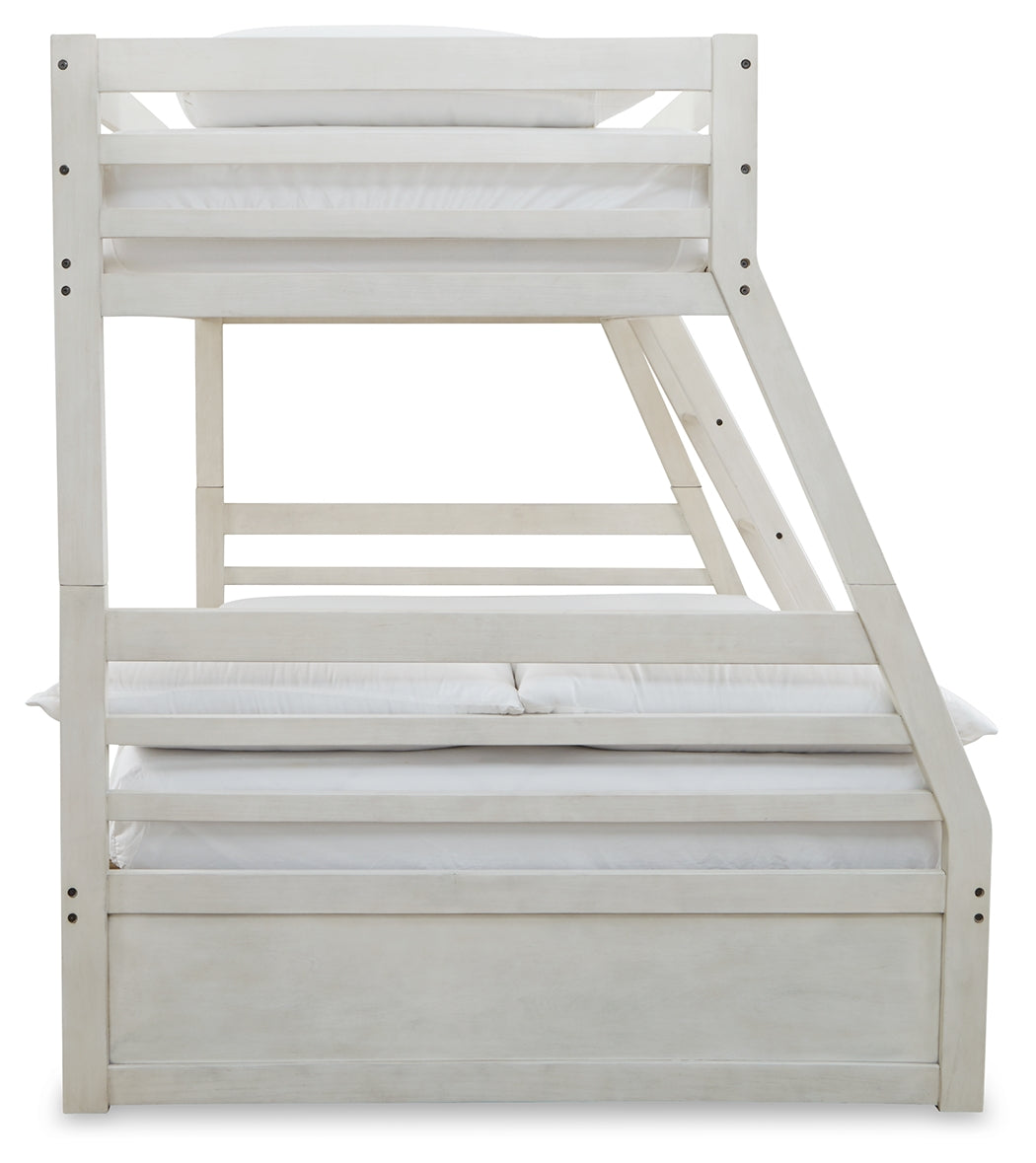 Robbinsdale Antique White Twin over Full Bunk Bed and Mattresses from Ashley - Luna Furniture