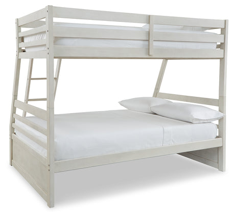 Robbinsdale Antique White Twin over Full Bunk Bed and Mattresses from Ashley - Luna Furniture