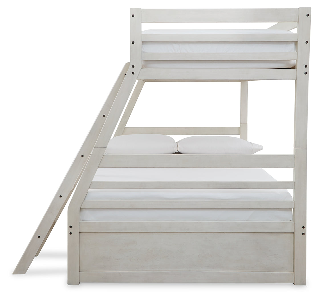 Robbinsdale Antique White Twin over Full Bunk Bed and Mattresses from Ashley - Luna Furniture