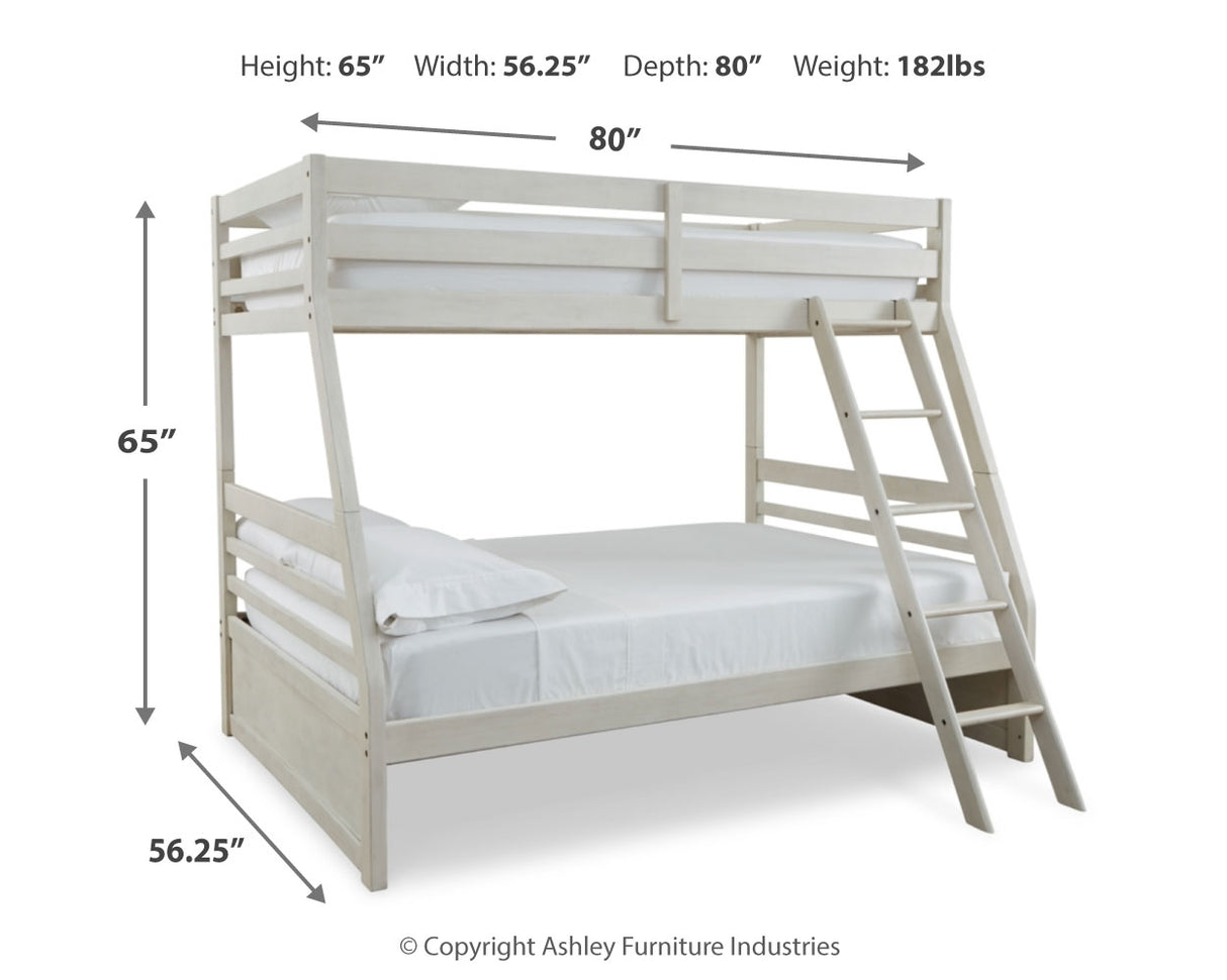 Robbinsdale Antique White Twin over Full Bunk Bed and Mattresses from Ashley - Luna Furniture