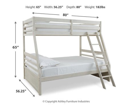 Robbinsdale Antique White Twin over Full Bunk Bed and Mattresses from Ashley - Luna Furniture