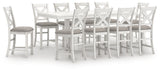 Robbinsdale Counter Height Dining Table and 10 Barstools in Antique White from Ashley - Luna Furniture