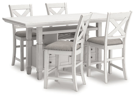 Robbinsdale Counter Height Dining Table and 4 Barstools in Antique White from Ashley - Luna Furniture