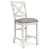 Robbinsdale Counter Height Dining Table and 4 Barstools in Antique White from Ashley - Luna Furniture