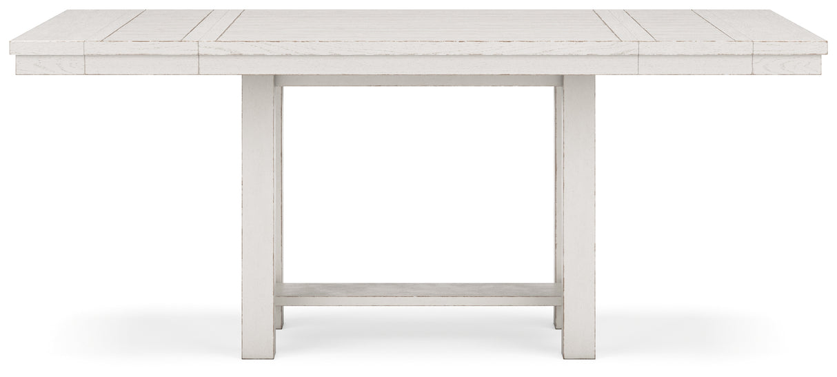 Robbinsdale Antique White Counter Height Dining Table and 6 Barstools and Bench with Storage from Ashley Furniture - Luna Furniture