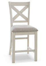 Robbinsdale Antique White Counter Height Dining Table and 6 Barstools and Bench with Storage from Ashley Furniture - Luna Furniture