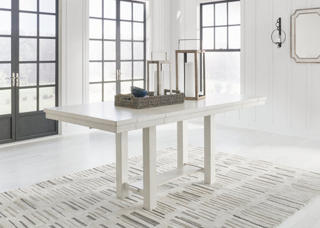 Robbinsdale Antique White Counter Height Dining Table and 6 Barstools and Bench with Storage from Ashley - Luna Furniture