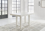 Robbinsdale Antique White Counter Height Dining Table and 6 Barstools and Bench with Storage from Ashley Furniture - Luna Furniture