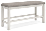 Robbinsdale Antique White Counter Height Dining Table and 6 Barstools and Bench with Storage from Ashley Furniture - Luna Furniture
