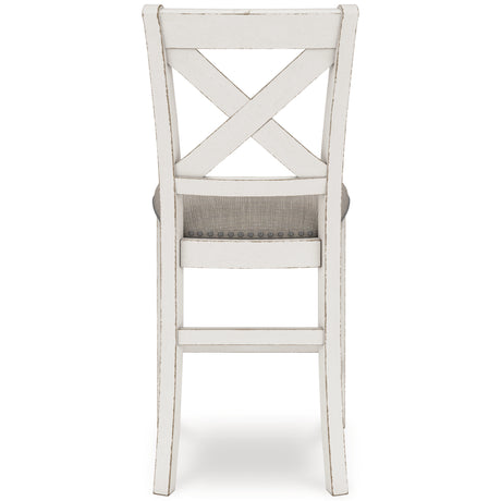 Robbinsdale Counter Height Dining Table and 6 Barstools in Antique White from Ashley - Luna Furniture