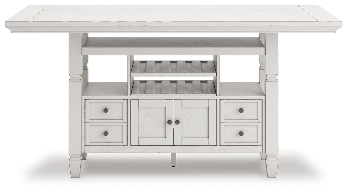 Robbinsdale Counter Height Dining Table and 6 Barstools in Antique White from Ashley - Luna Furniture