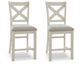 Robbinsdale Antique White Counter Height Dining Table and 6 Barstools with Storage from Ashley Furniture - Luna Furniture