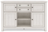 Robbinsdale Antique White Counter Height Dining Table and 6 Barstools with Storage from Ashley Furniture - Luna Furniture