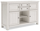 Robbinsdale Antique White Counter Height Dining Table and 6 Barstools with Storage from Ashley Furniture - Luna Furniture