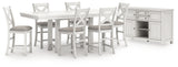 Robbinsdale Antique White Counter Height Dining Table and 6 Barstools with Storage from Ashley Furniture - Luna Furniture