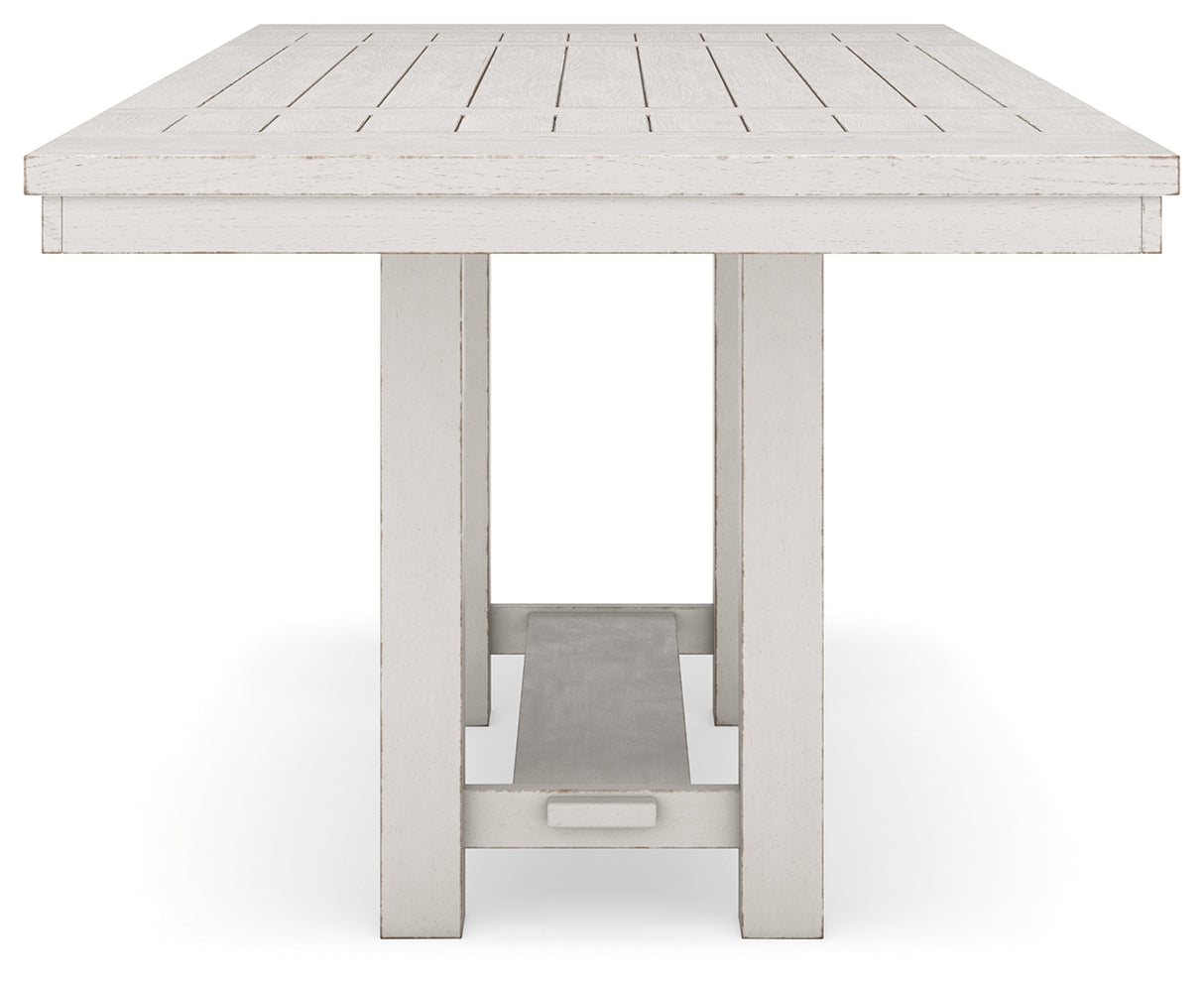 Robbinsdale Antique White Counter Height Dining Table and 6 Barstools with Storage from Ashley Furniture - Luna Furniture