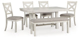 Robbinsdale Dining Table and 4 Chairs and Bench in Antique White from Ashley - Luna Furniture
