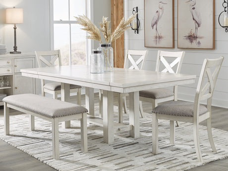 Robbinsdale Dining Table and 4 Chairs and Bench in Antique White from Ashley - Luna Furniture