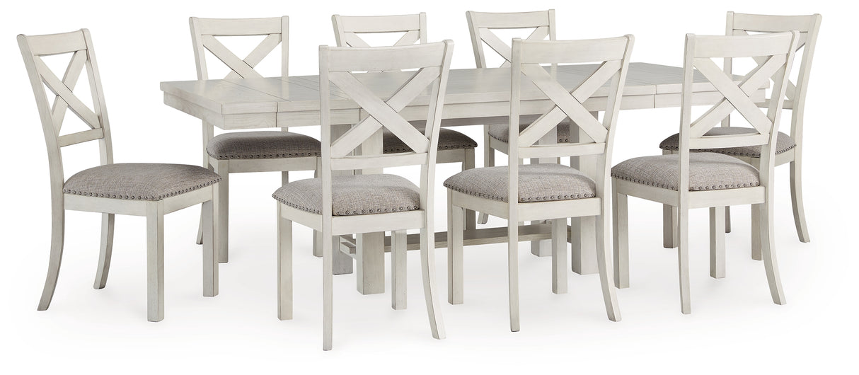 Robbinsdale Dining Table and 8 Chairs in Antique White from Ashley Furniture - Luna Furniture