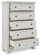 Robbinsdale Queen Panel Storage Bed with Mirrored Dresser and Chest in Antique White from Ashley - Luna Furniture