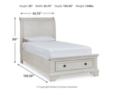 Robbinsdale Twin Sleigh Storage Bed with Mirrored Dresser and Nightstand in Antique White from Ashley - Luna Furniture
