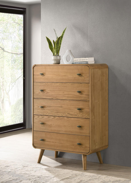 Robyn Light Ash 5-Drawer Bedroom Chest from Coaster - Luna Furniture