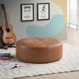 Rochelin Tan Leather Ottoman from Midinmod - Luna Furniture