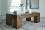 Rosswain Coffee Table with 2 End Tables in Warm Brown from Ashley - Luna Furniture