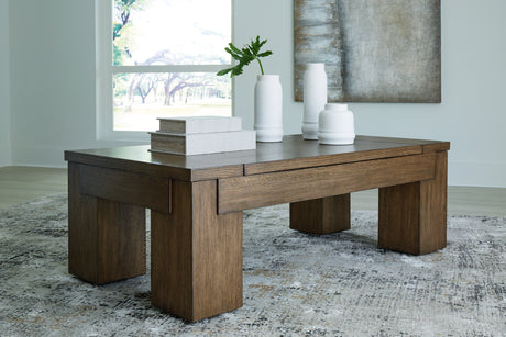 Rosswain Coffee Table with 2 End Tables in Warm Brown from Ashley - Luna Furniture