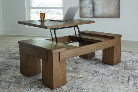 Rosswain Coffee Table with 2 End Tables in Warm Brown from Ashley - Luna Furniture