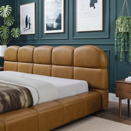 Roswell Brown Luxurious Vegan Leather King Platform Bed from Midinmod - Luna Furniture