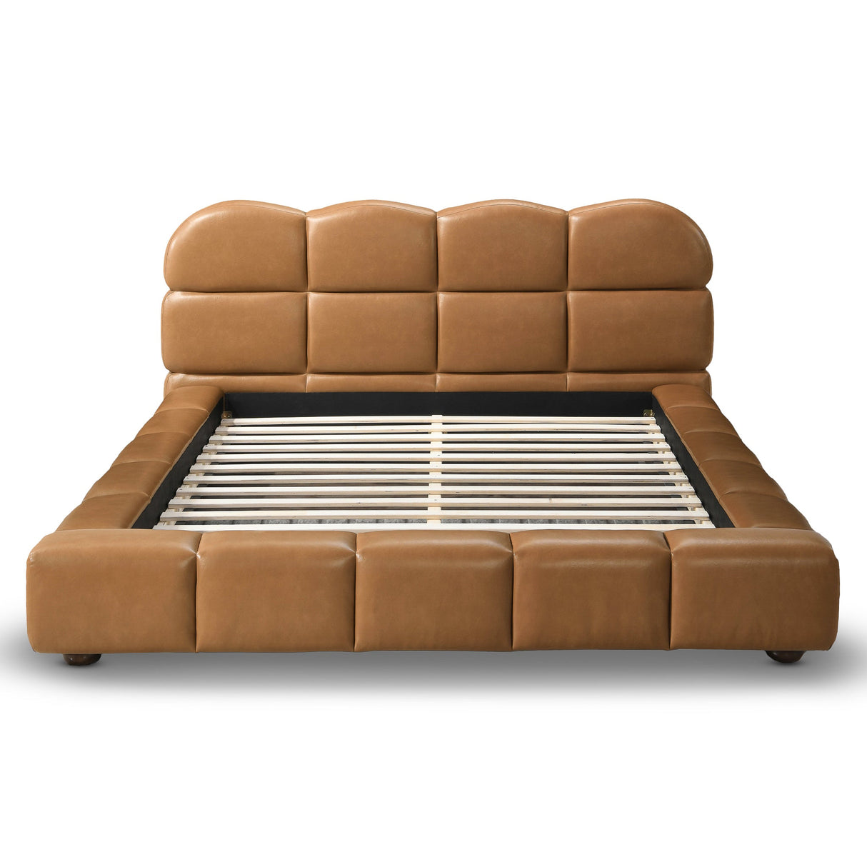 Roswell Brown Vegan Leather Upholstered Queen Platform Bed from Midinmod - Luna Furniture