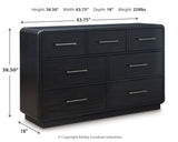 Rowanbeck California King Upholstered Panel Bed with Dresser in Gray/Black from Ashley - Luna Furniture