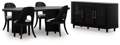 Rowanbeck Dining Table and 4 Chairs with Storage in Black from Ashley - Luna Furniture