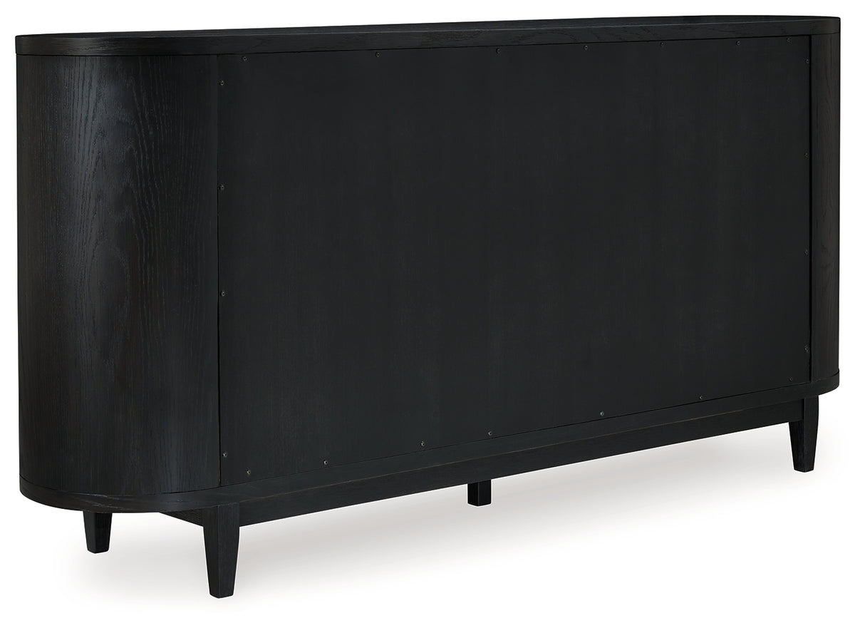 Rowanbeck Dining Table and 4 Chairs with Storage in Black from Ashley Furniture - Luna Furniture