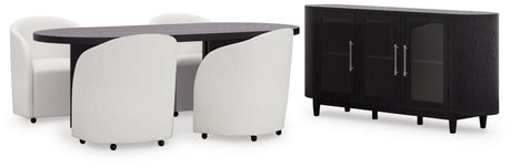 Rowanbeck Dining Table and 4 Chairs with Storage in Black from Ashley - Luna Furniture