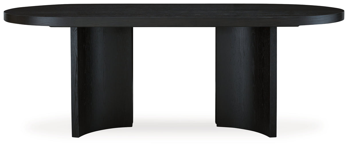 Rowanbeck Dining Table and 4 Chairs with Storage in Black from Ashley Furniture - Luna Furniture