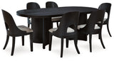 Rowanbeck Dining Table and 6 Chairs in Black from Ashley - Luna Furniture