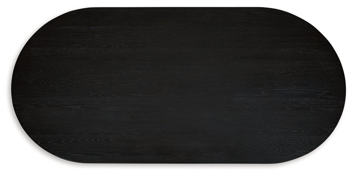 Rowanbeck Dining Table and 6 Chairs with Storage in Black from Ashley Furniture - Luna Furniture