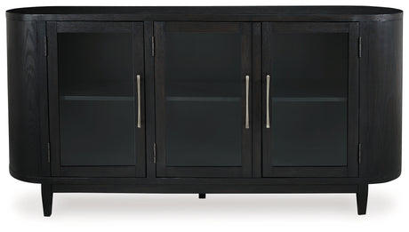 Rowanbeck Dining Table and 6 Chairs with Storage in Black from Ashley - Luna Furniture