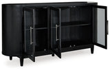 Rowanbeck Dining Table and 6 Chairs with Storage in Black from Ashley Furniture - Luna Furniture